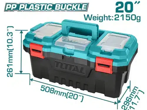 Caja de herramientas plástica 20 pulgadas Total aja de herramientas plástica 20 pulgadas Total con cierre metálico