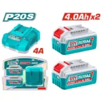 Kit de 2 baterías 20V 4.0Ah con cargador rápido Total.