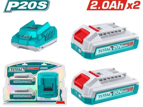 Kit de 2 Baterías 20V 2.0Ah con Cargador Total Kit de 2 baterías 20V 2.0Ah con cargador Total Industrial.
