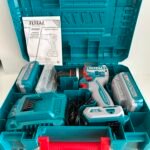 Taladro percutor inalámbrico Total 20V 55Nm con 2 baterías y accesorios.